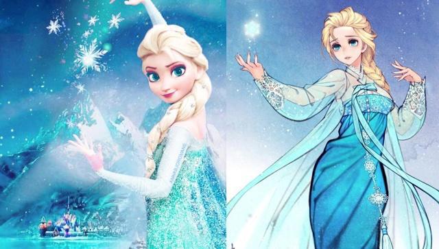 当迪士尼角色穿上“韩服”后，乌苏拉颜值超高，艾莎公主让人惊艳