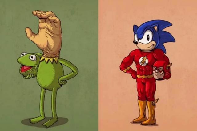 换头毁童年系列：绿巨人变成愤怒的小鸟，女神艾莎惨遭“换头”