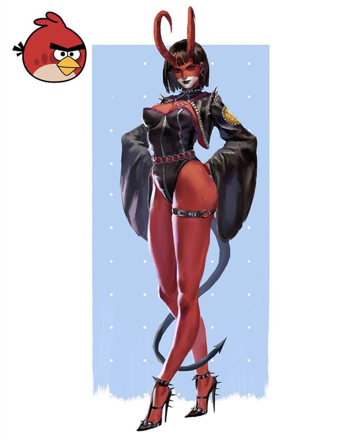 愤怒的小鸟拟人化，除了小绿外其余都是女角色，有点儿羡慕猪猪了