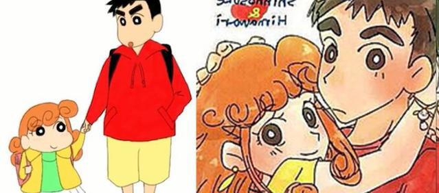 当这些童年动漫人物长大后，罗素变成了帅哥，小新则成了妹控