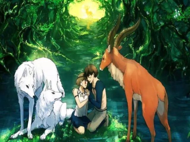 欣赏宫崎骏动漫幽灵公主，珊为拯救森林免遭破坏，与阿席达卡联手