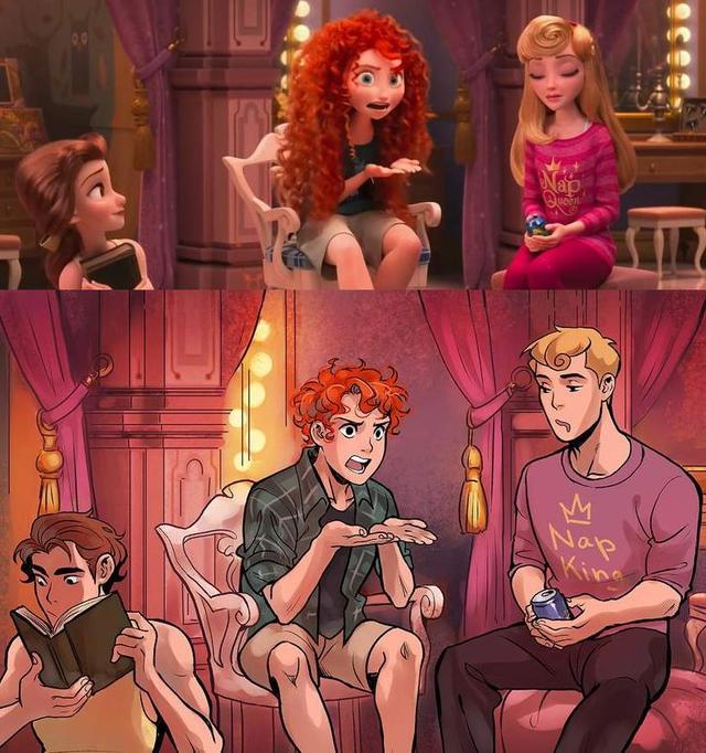 《无敌破坏王2》迪士尼公主们性转后的样子，竟然比王子还帅！