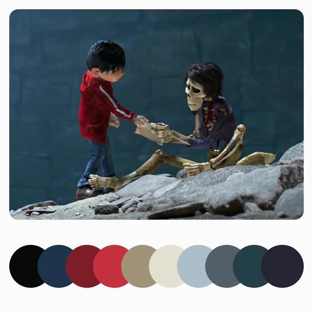 分享12张动漫的配色参考，主要是《寻梦环游记》和宫崎骏动画