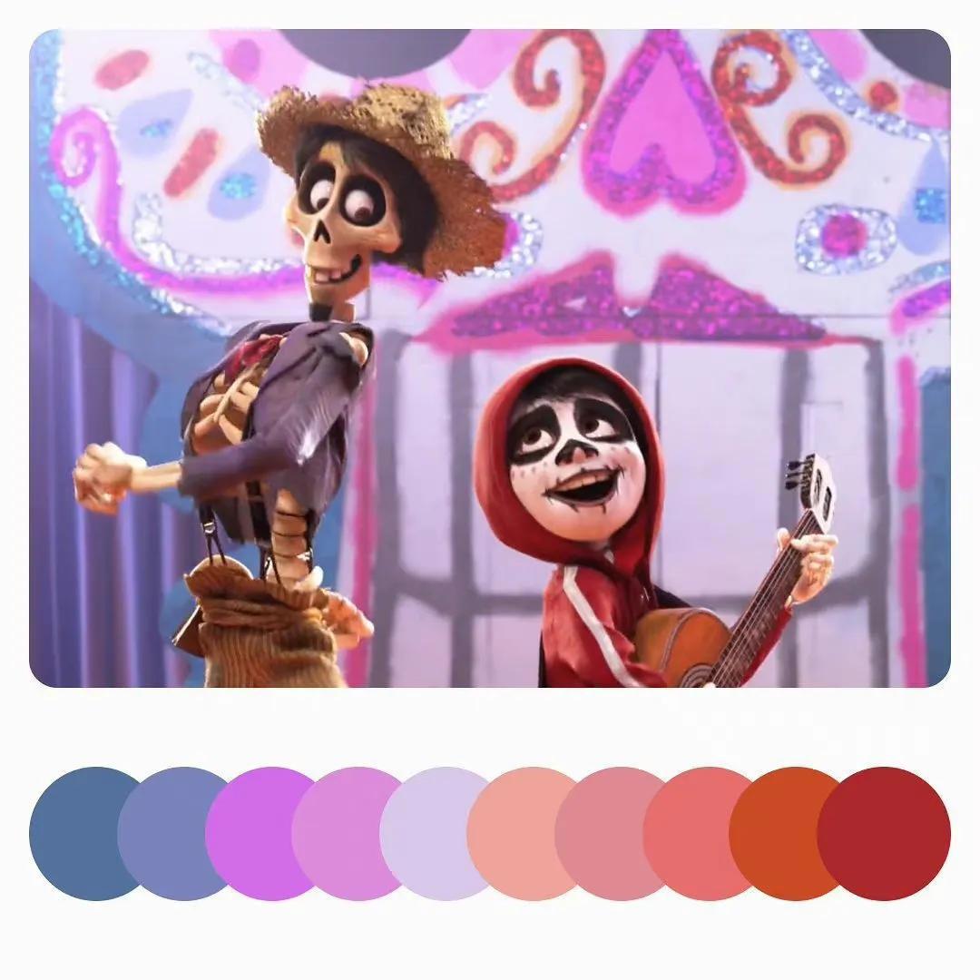 分享12张动漫的配色参考，主要是《寻梦环游记》和宫崎骏动画