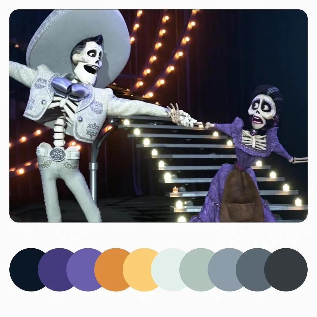 分享12张动漫的配色参考，主要是《寻梦环游记》和宫崎骏动画