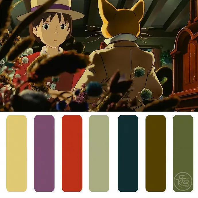 分享12张动漫的配色参考，主要是《寻梦环游记》和宫崎骏动画