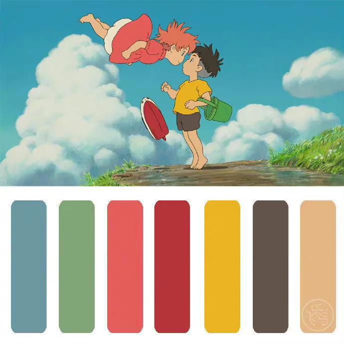 分享12张动漫的配色参考，主要是《寻梦环游记》和宫崎骏动画