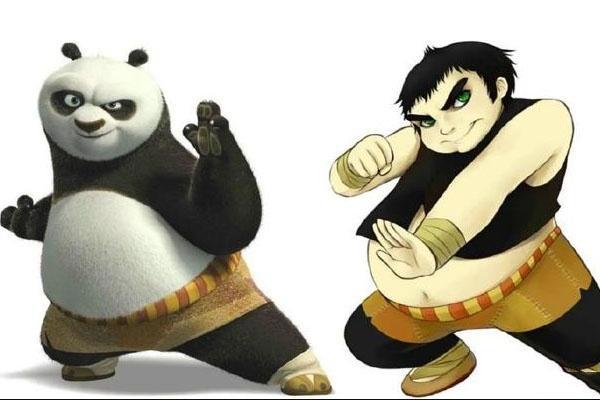 当《功夫熊猫》拟人化后，阿宝化身小胖子，螳螂变逍遥公子