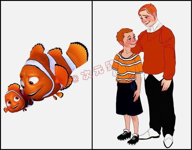 漫画师又出手“拟人”，海绵宝宝变帅气书生，功夫熊猫成白胖子！