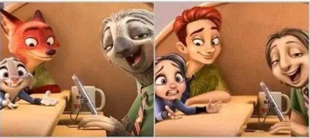 当动漫角色集体拟人，海绵宝宝依旧很可爱，但功夫熊猫却秃了？