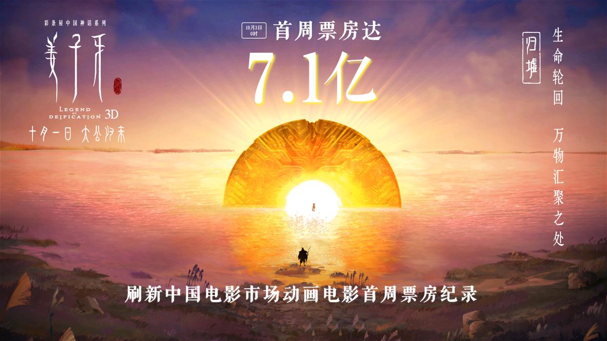 国庆节两部动漫大片，《姜子牙》票房破13亿，另一部上映三天就撤档