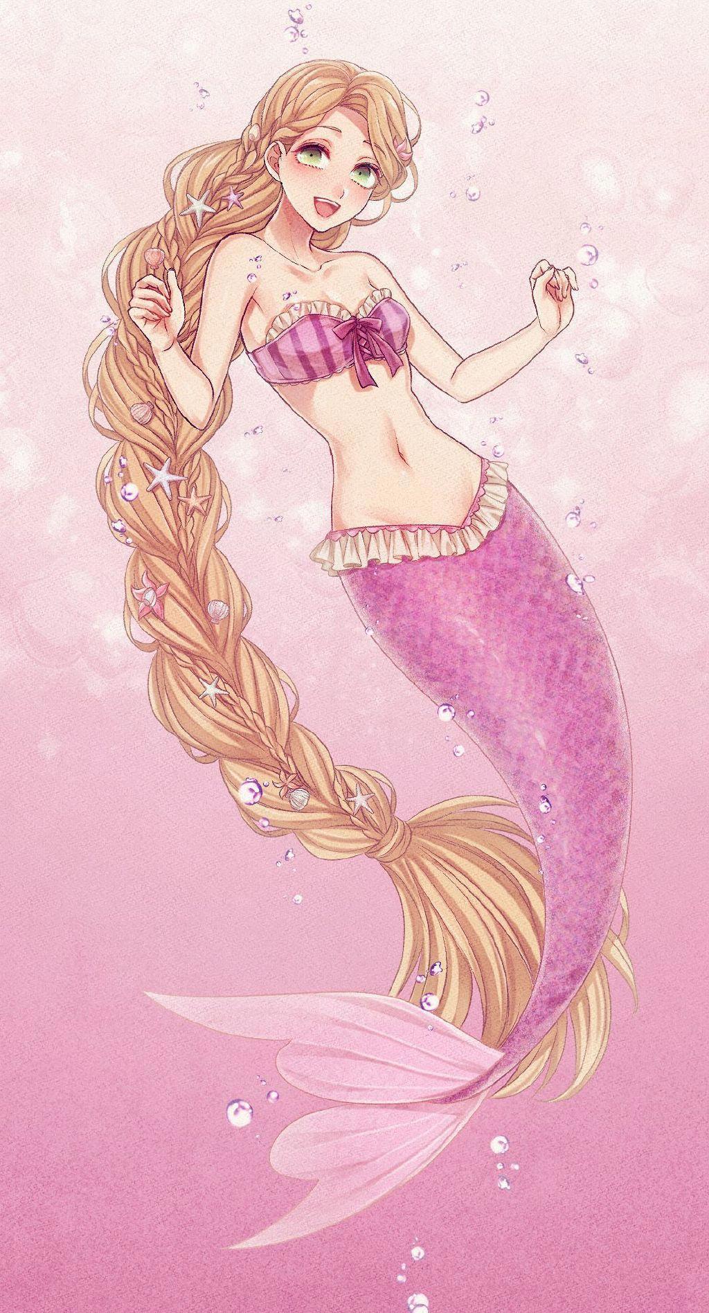 梦幻画风的美人鱼，原来全是迪士尼公主，长发公主惊艳全场