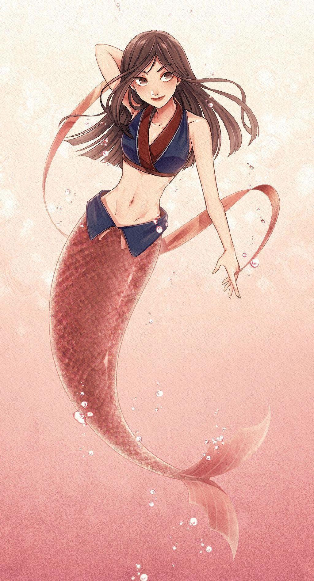 梦幻画风的美人鱼，原来全是迪士尼公主，长发公主惊艳全场