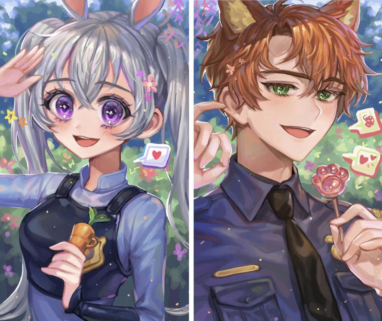 迪士尼公主变“日漫女主角”，色彩缤纷很特别，微笑的艾莎最好看