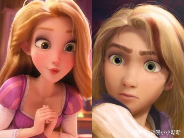当迪士尼角色“转性”后，艾莎十分俊秀，乐佩和尤金简直太Q萌