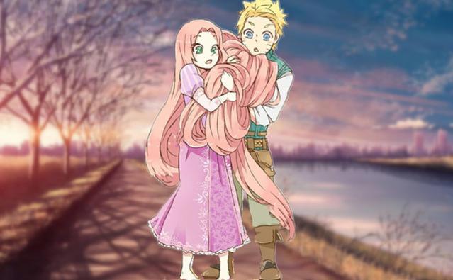 火影误入迪士尼，小樱长发公主造型抢镜，鸣人与小樱树下画面温馨