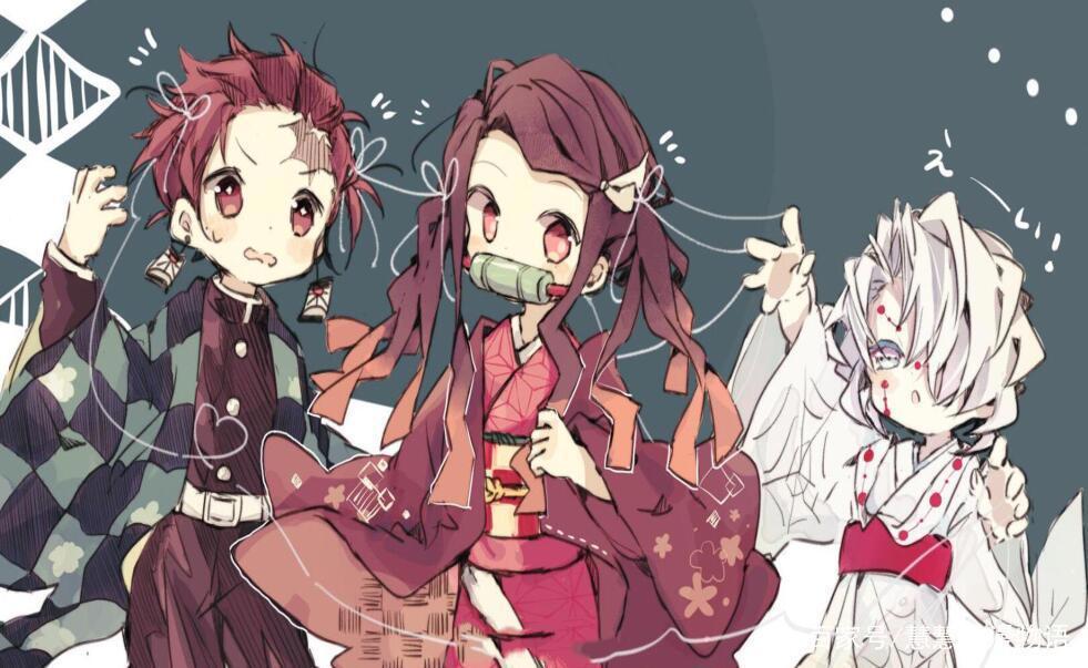 鬼灭之刃：累也成了祢豆子兄妹的家人，三个小可爱的日常充满温馨