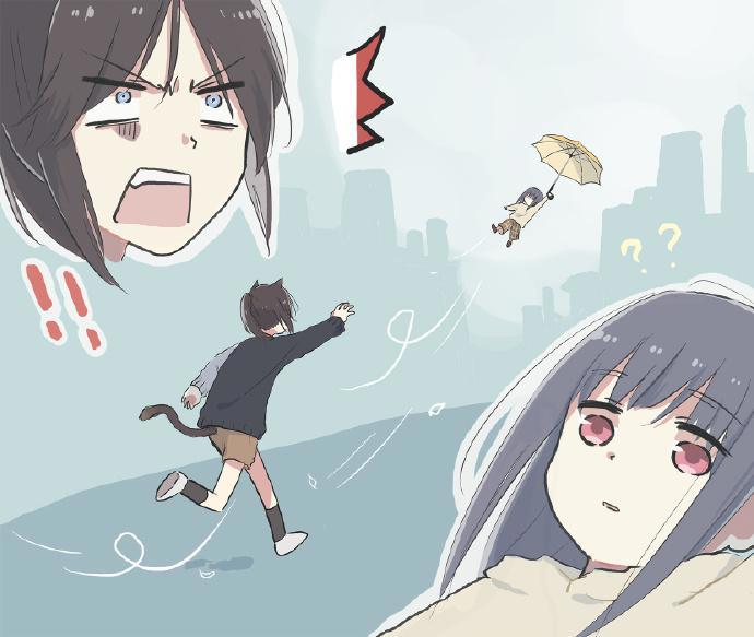 画师创作猫和主人的雨中小故事，画风好萌故事好逗
