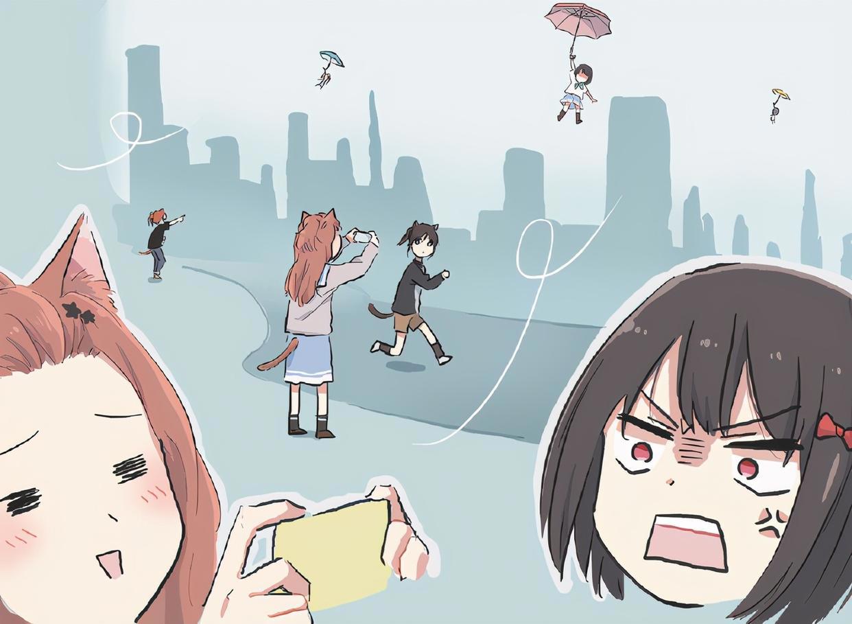 画师创作猫和主人的雨中小故事，画风好萌故事好逗