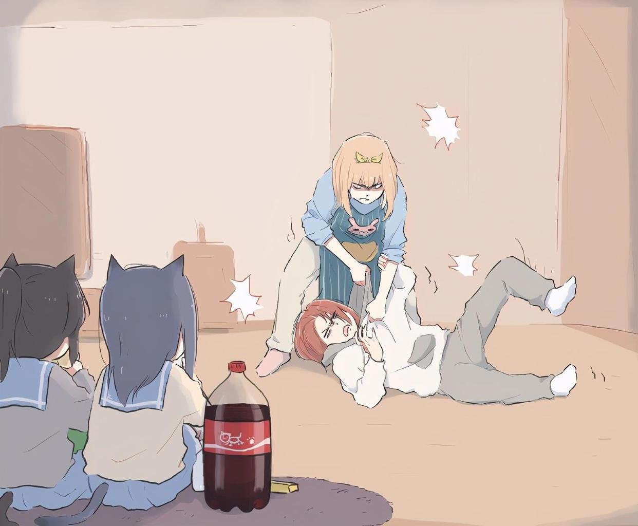 上厕所被猫咪围观，画师大佬把这个场景用动漫的方式画了下来