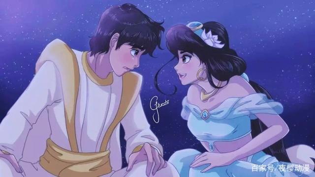 当迪士尼公主换画风，王子公主都变日漫风，茉莉和白雪都很会撩