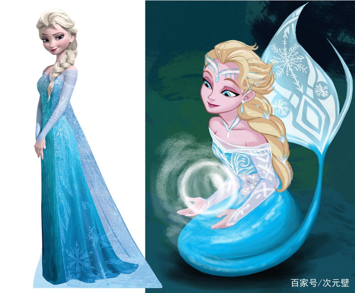 迪士尼公主×美人鱼：花木兰骑海豚，冰雪女王“变”美人鱼女王！
