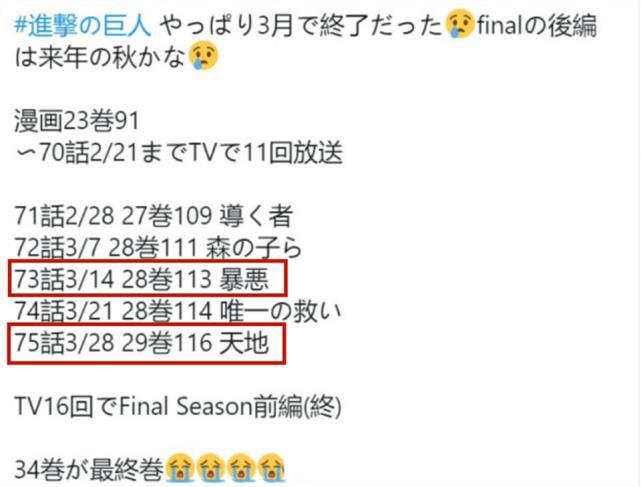 巨人最终季：前篇完结时间确定，兵长最后的高光，后篇暂定于2022