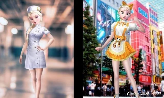 当冰雪女王艾莎化身“变装达人”，女仆装超俏皮，旗袍装有那味！