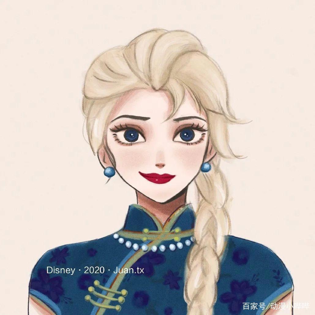 冰雪女王穿上旗袍后有多美？国人画师告诉你：风姿绰约，尽显妖娆