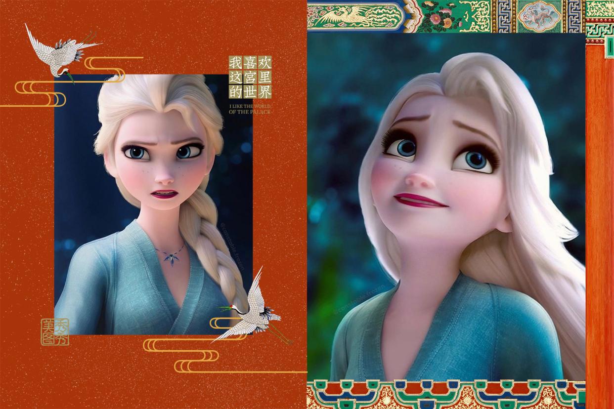 “中国风”的冰雪女王艾莎，白发 古装很般配，仙气与霸气并存