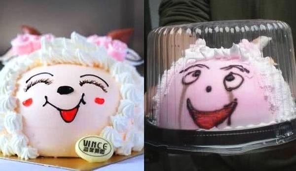蛋糕重度翻车现场，小可爱秒变丑八怪！网友：都是假的