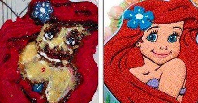 蛋糕重度翻车现场，小可爱秒变丑八怪！网友：都是假的