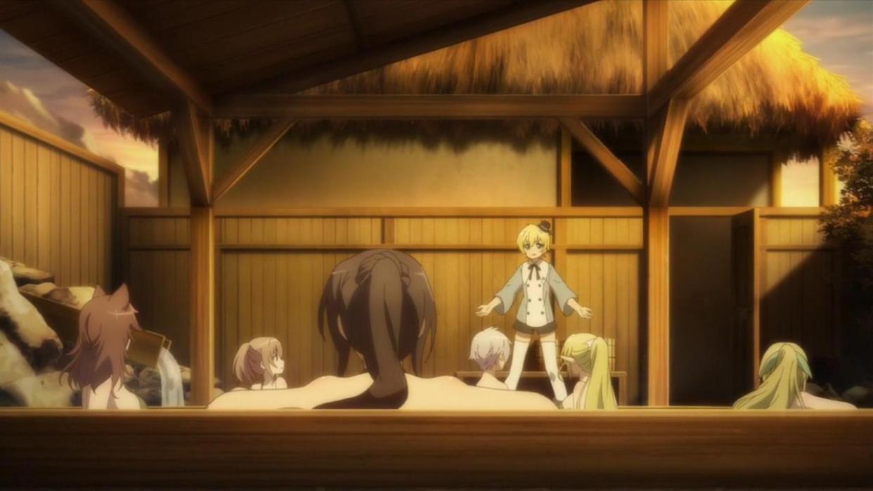 动画《超人高中生们即便在异世界也能从容生存》一男五女混浴篇