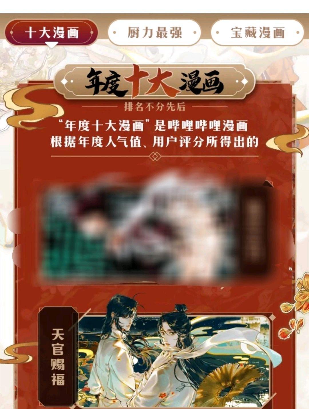 《天官赐福》漫画获2020年度厨力最强漫画，阅读狂人达成，你呢