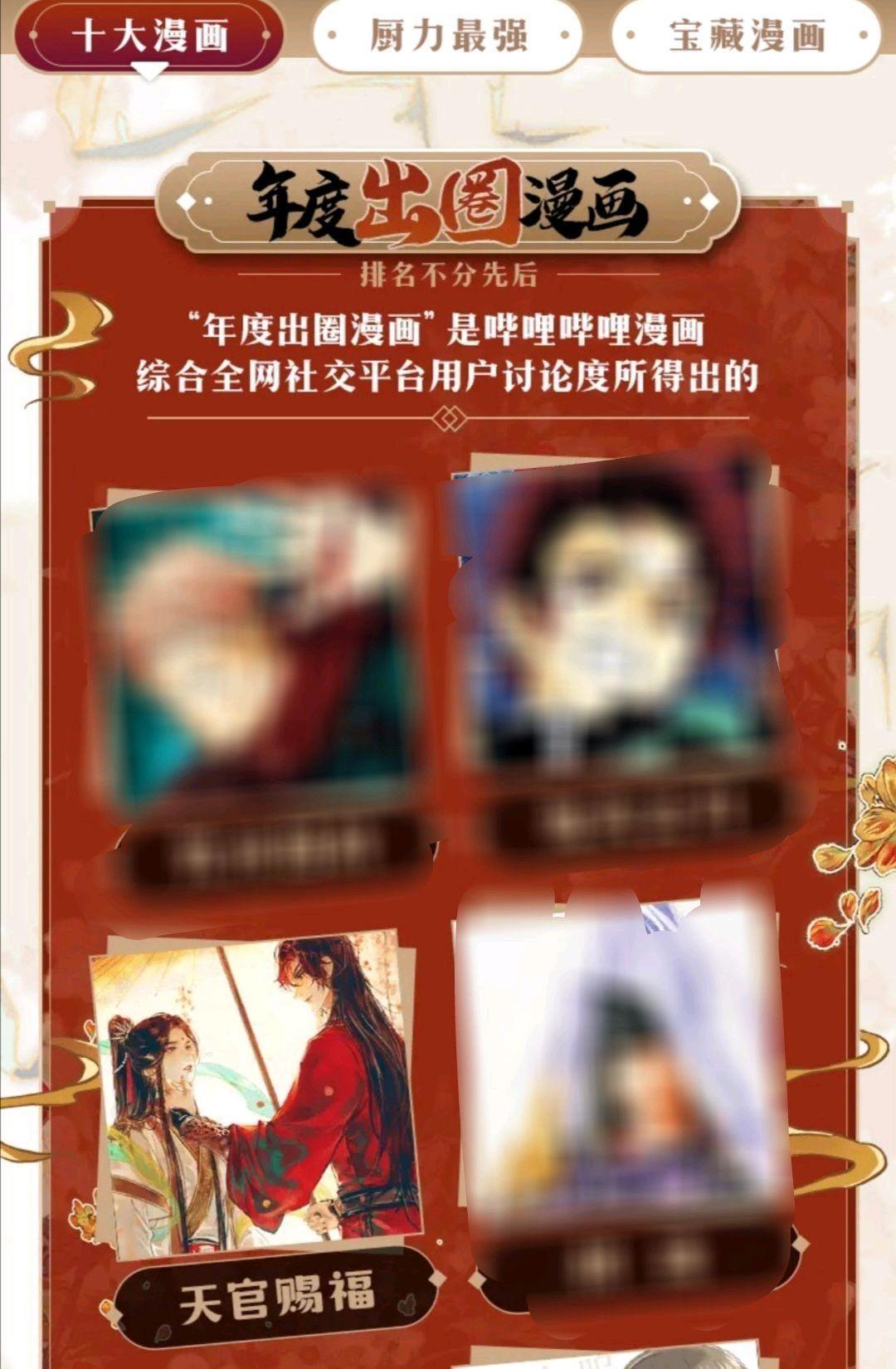 《天官赐福》漫画获2020年度厨力最强漫画，阅读狂人达成，你呢