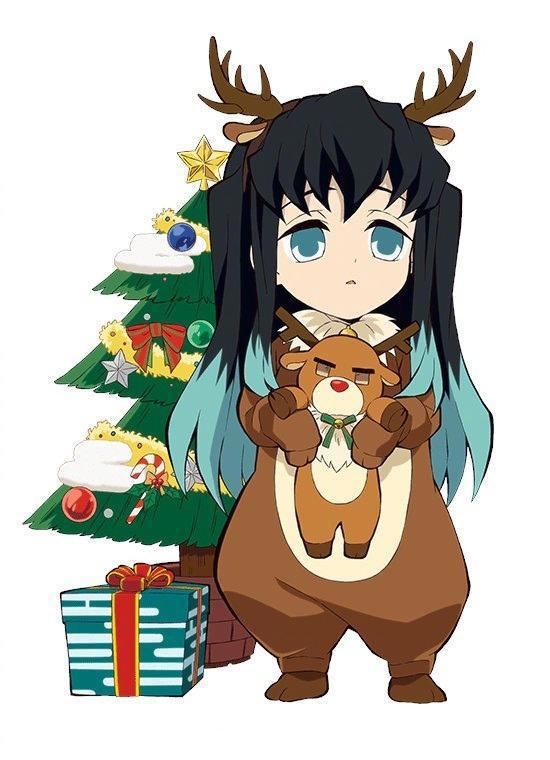 《鬼灭之刃》官方圣诞主题立绘，猪猪开启吃货模式，善逸又被吓哭