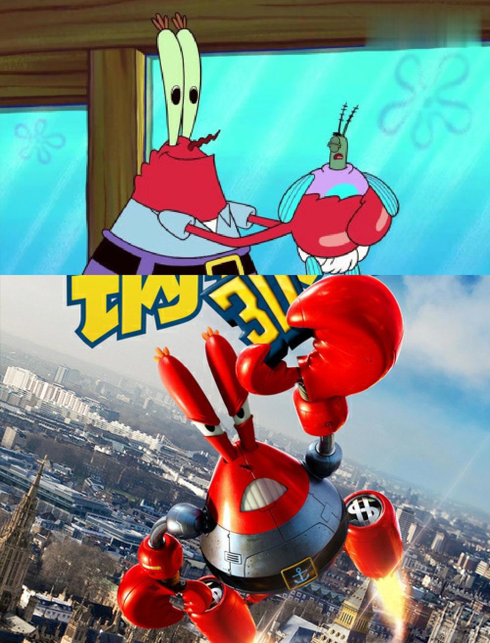 《海绵宝宝》动漫版VS电影版，看到派大星时心都被萌化了