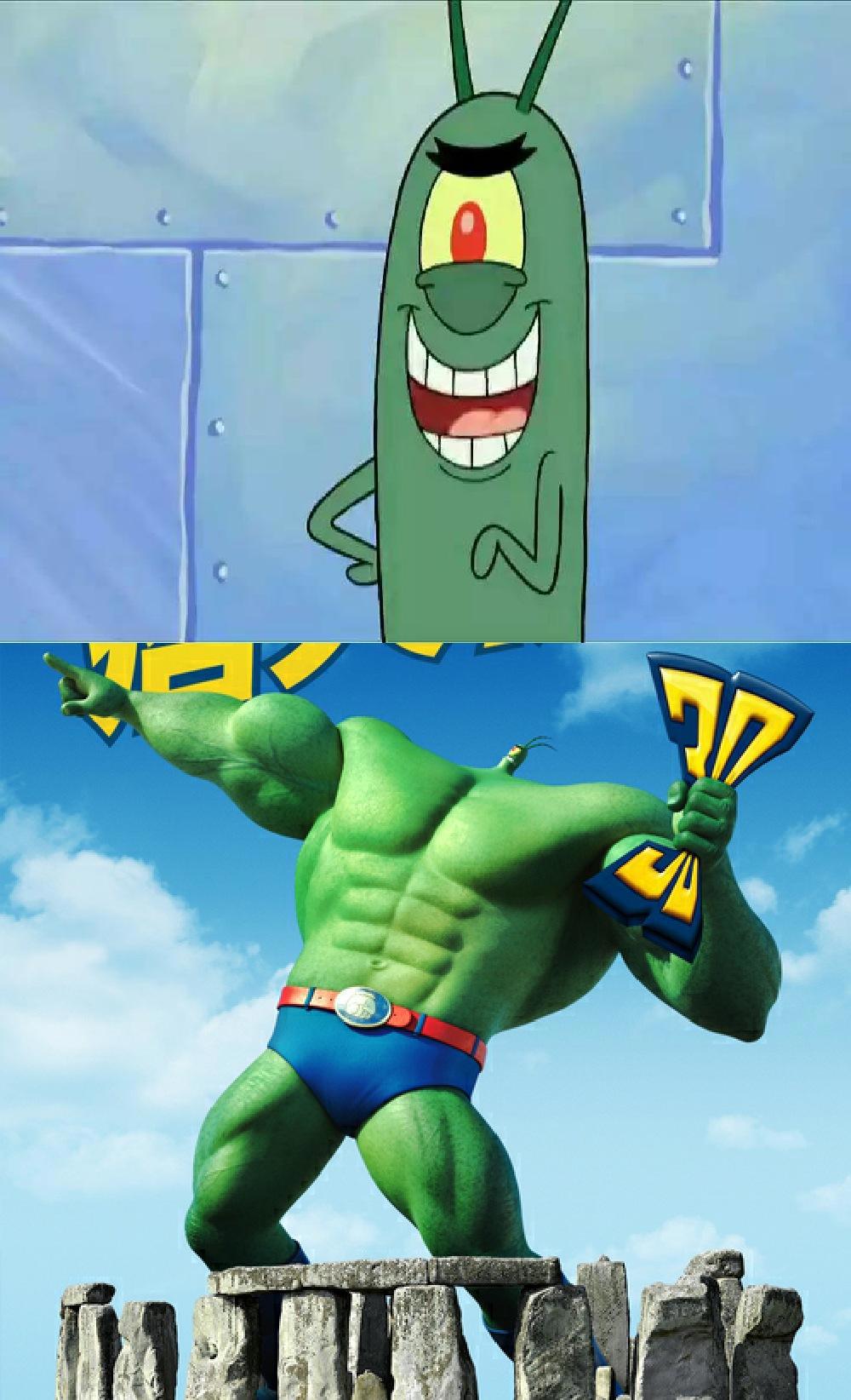 《海绵宝宝》动漫版VS电影版，看到派大星时心都被萌化了