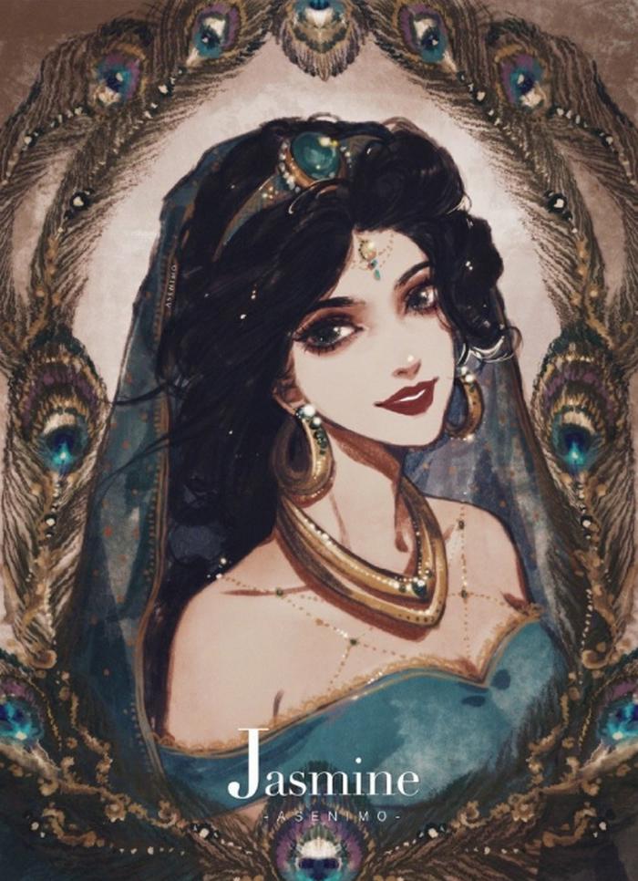 迪士尼公主的不同画风，爱丽儿一头秀发让人羡慕，艾莎女王范十足