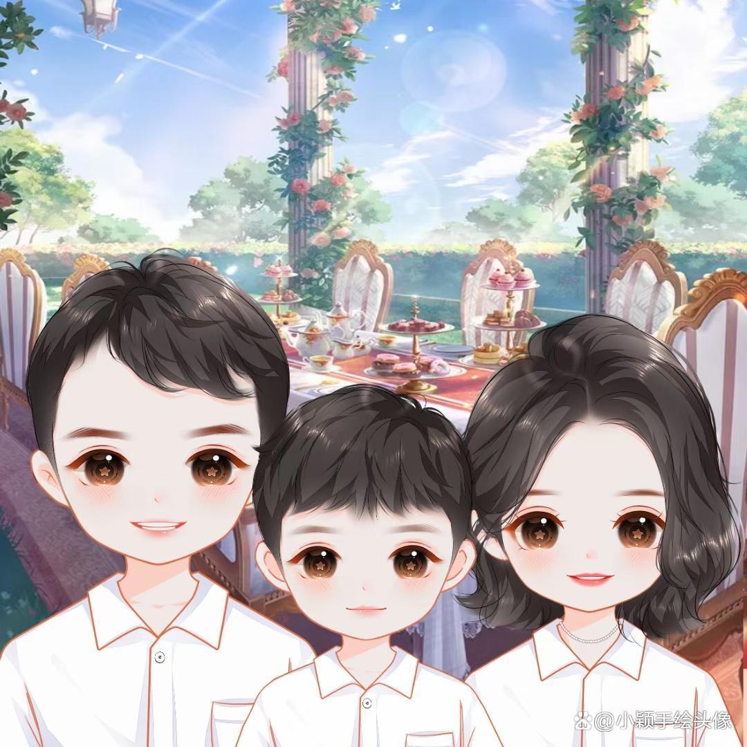 全家福动漫头像，儿女的数量，决定着家庭的幸福