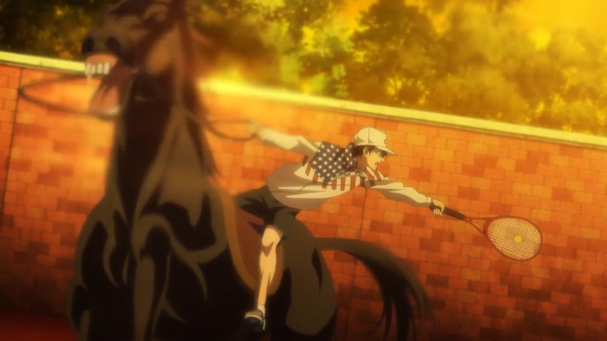 网球王子：现在网球都能打出黑洞了！骑马打个网球不过分吧？