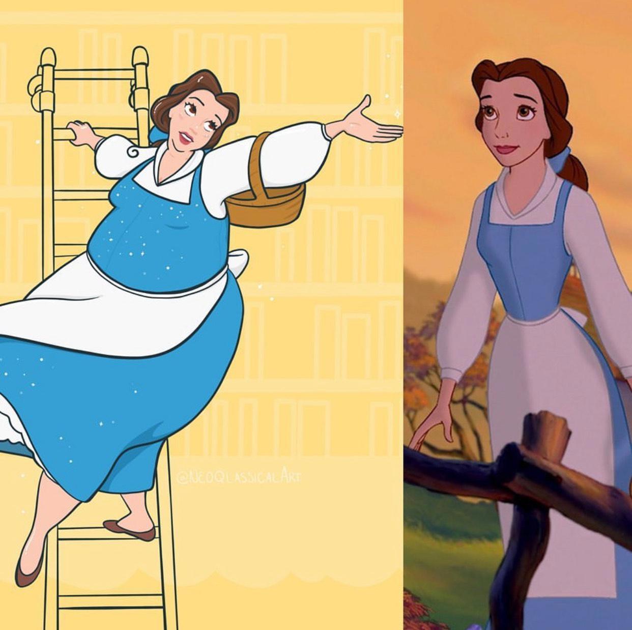 迪士尼公主增胖200斤，对比图尤其明显！小美人鱼的双下巴最真实