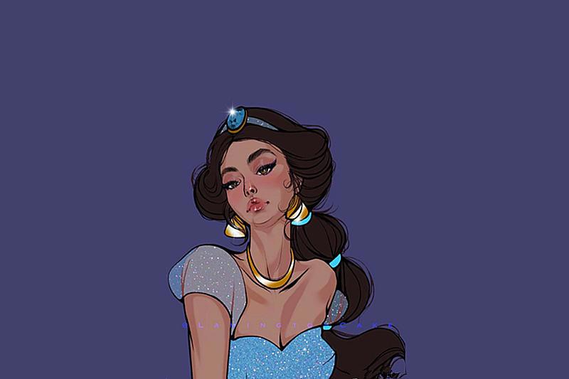 “手绘风”迪士尼公主，乐佩以长发做衣服，花木兰绝美“贴花黄”