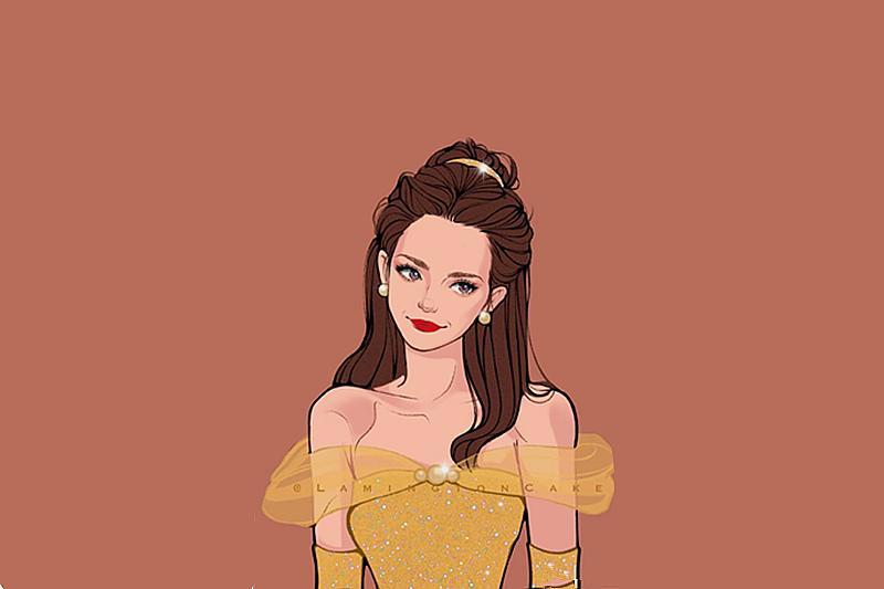 “手绘风”迪士尼公主，乐佩以长发做衣服，花木兰绝美“贴花黄”