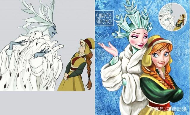 当迪士尼公主用原草稿，艾莎原设定太辣眼，白雪草图就显得有点老