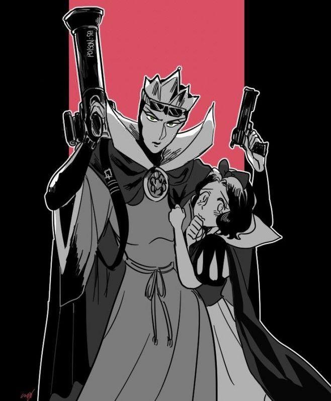 如果迪士尼反派变成主角，睡美人给女巫梳头，白雪给皇后照镜子