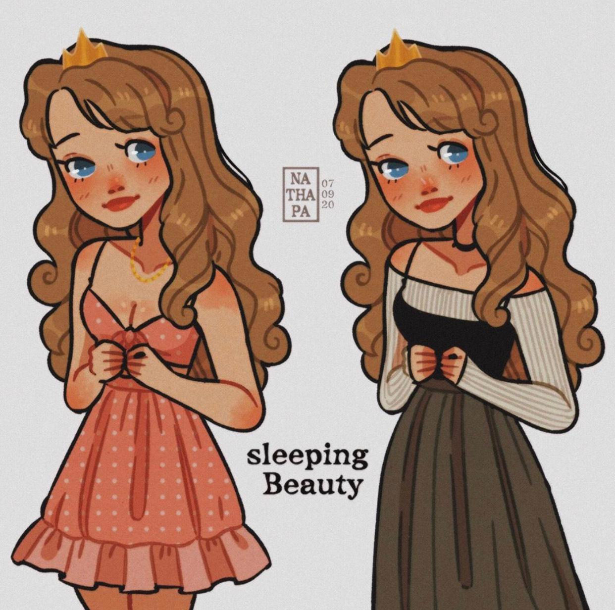 穿便装的迪士尼公主，两种风格同时驾驭？爱上又甜又辣的睡美人