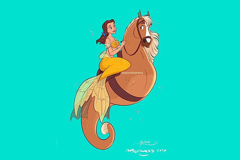 迪士尼公主变美人鱼，谁的鱼尾巴最美？睡美人的人鱼姬艳压全场！