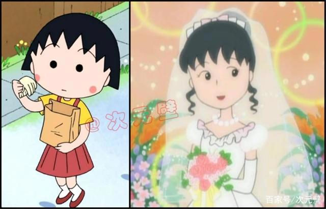 动漫“长大”，小丸子、瑟蕾娜穿婚纱超美，千子简直是“欺诈”！