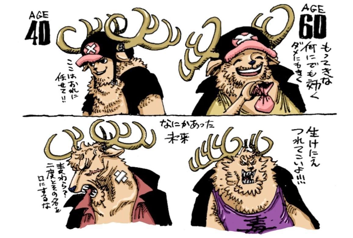 海贼王：草帽团5位成员中老年形象，乔巴依旧卖萌，乌索普雷利化